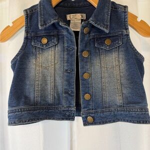 Aphorism Kids Dark Blue Denim Vest with Brass Buttons